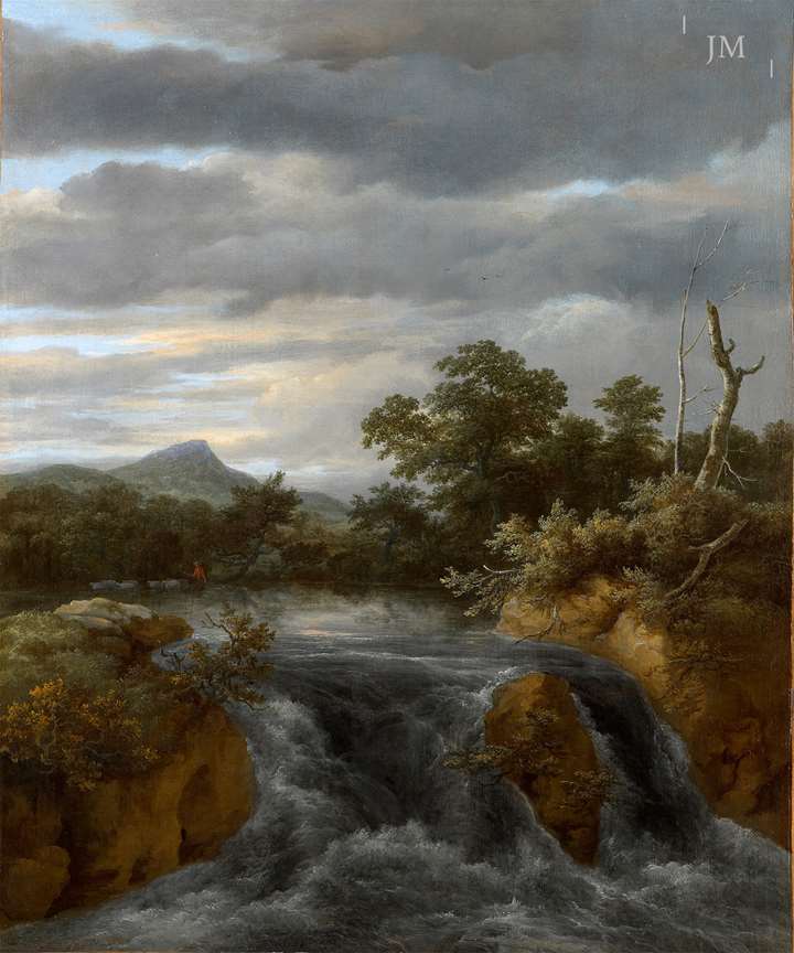 Waterfall in a Wooded Landscape